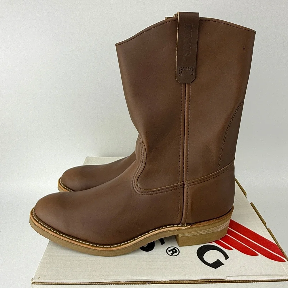Vintage Red Wing Pecos 1155 Nailseat Leather Pull On Work Boots Mens 10.5 B NIB